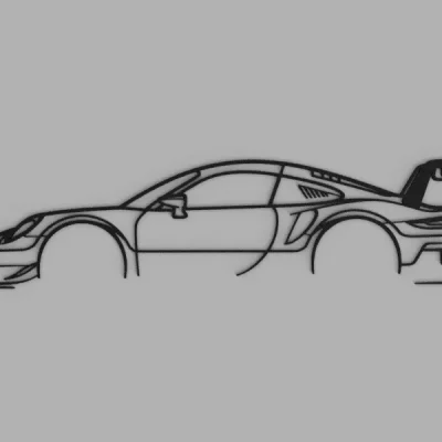 Porsche 911 RSR Silhouette Decor Flat (15X15cm)